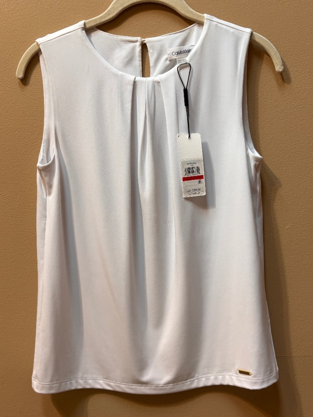 Calvin Klein White Sleeveless Shell Top Size Small NWT